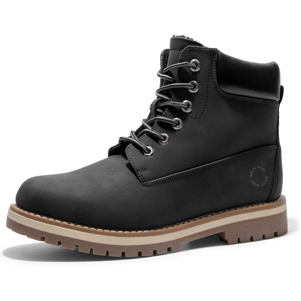 〽️Men's Black/Fur Bruno Marc Classic Winter Casual Work Cold Weather Boots